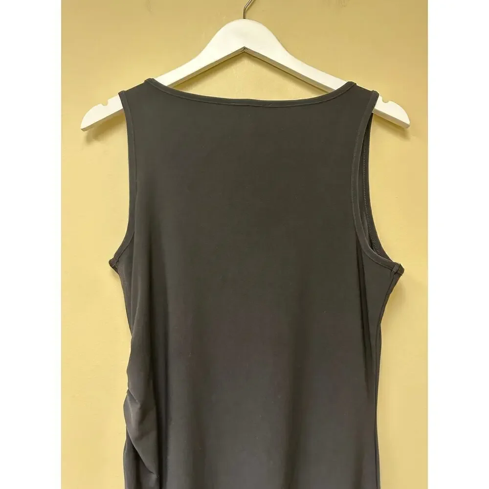 Express Black Jersey Ruched Tie Hem Sleeveless y2k Bodycon Dress Size L
